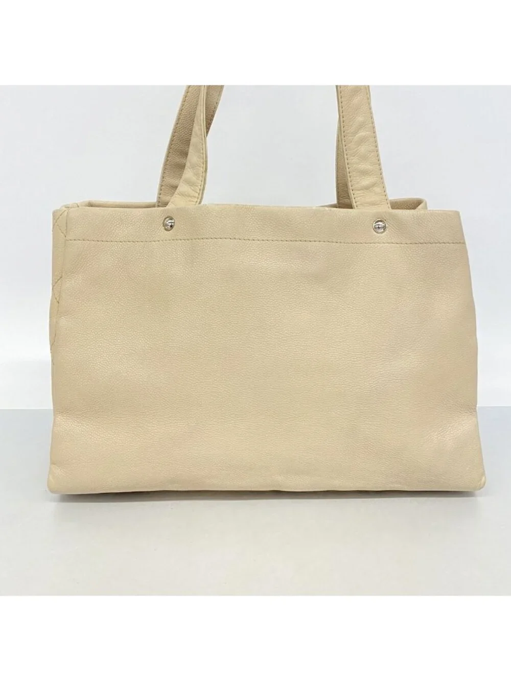 Chanel Tote Bag Caviar Leather Beige Silver